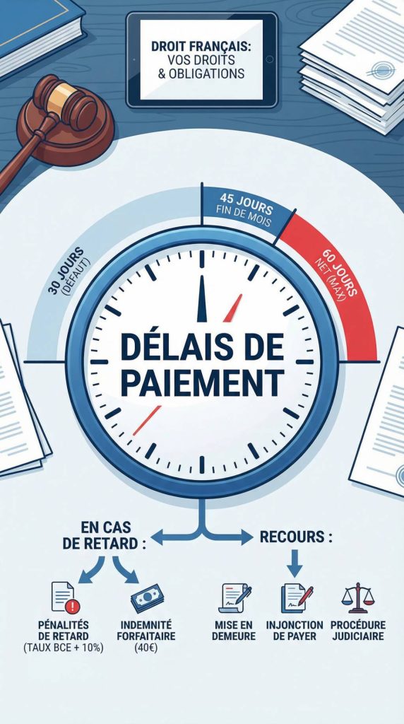 Combien de temps ai-je légalement pour payer une facture, ? délais de paiement, pénalités et recours en droit français